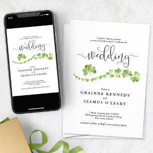 Invitation Trois Volets Shamrock irlandais & noeud celtique, RSVP, Mariage