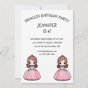 Sticker Carré Princesse Anniversaire Pink Gown mignon Cartoon