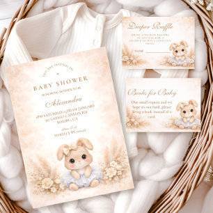 Invitation Baby shower Fleur Bunny Beige
