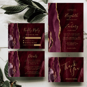Burgund Malachit Gold Hochzeit Danke Karte