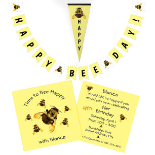 Invitation Bumblebees jaunes Il est temps d'être heureux fête