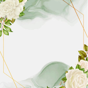 Carte Aquarelle verte Rose blanche Wedding shower Invita