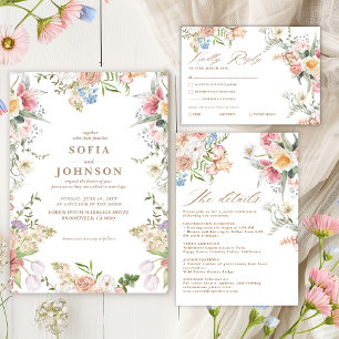 Wildblumen Pastell Blumen Gartenparty Hochzeit Save The Date