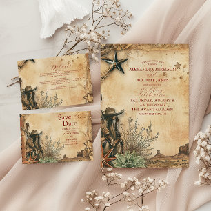 Western Boho Cactus Wüste Landscape Wedding Begleitkarte