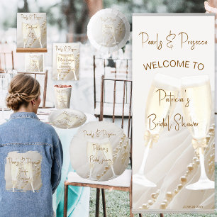 Perlen & Prosecco Moderne elegante Bridal Shower Pappteller