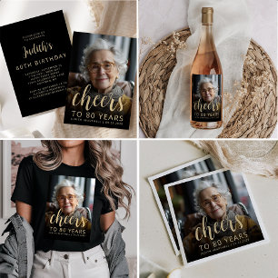 Custom Foto Cheers 80. Geburtstagsparty Tri-Blend Shirt