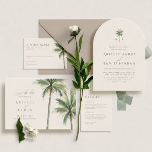 Save The Date Devonport Moderne Aquarelle Palm Enregistrer la da