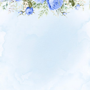 Dusty Blue Watercolor Peony Blossoms Chic Wedding Einladung