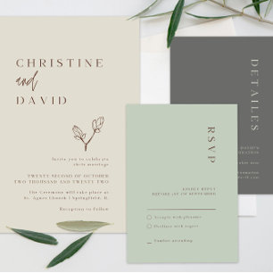 Minimalistisch-Graue Bohemische Hochzeitskarte Einladung