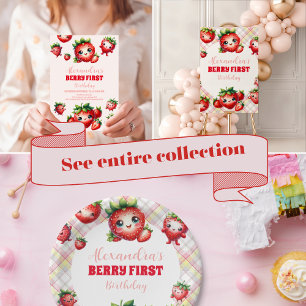 Foto Strawberry Berry Erster Geburtstag Einladung