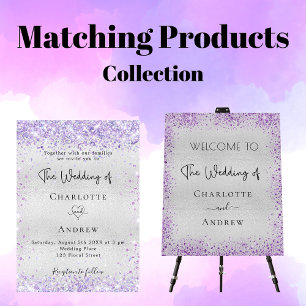 Invitation Parties scintillant violet en argent élégant maria