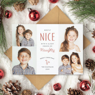 Naughty oder Nice Funny Funny Kids Foto Weihnachts Feiertagskarte