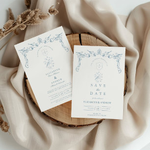 Save The Date Mariage Baroque à l'Oiseau Bleu Poussiéreux