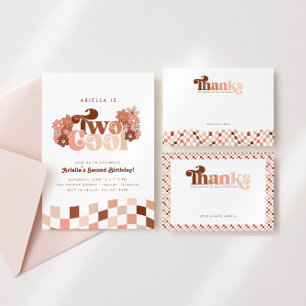 Retro Groovy Zwei Coole Girls 2. Geburtstag Einladung