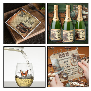 Invitation Chapeau et lunettes de dessus en vapeur   Aqua et 