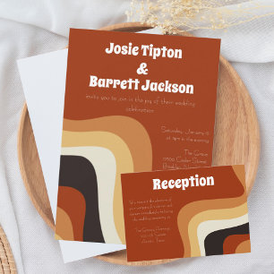 Invitation Gras Retro Super les années 70 Wavy Orange Brown M