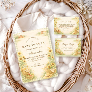 Vintage-Bauernhofthemen-Babyshower Einladung