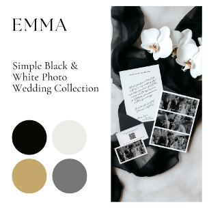 Einfache minimale Schwarz-Weiß-Hochzeit RSVP Karte