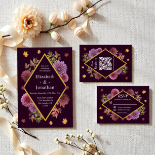 Romantische Herbstdahlia Hochzeit RSVP Karte