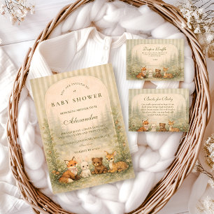 Invitation Baignade de bébé Animaux de la Forêt Rustique