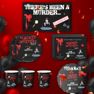 Mord Mystery Birthday Black Invitation Postcard Postkarte