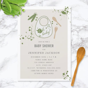Invitation Oh Baby Blue Bib Peas Baby shower garçon
