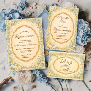 Save The Date Quinceañera Fleur de Côte Vintage