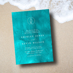Invitation Aqua Elegance Turquoise & Turquoise Mariage Aquare