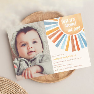 Boho Sonnenschein Erste Reise um den Sun Geburtsta Runder Aufkleber