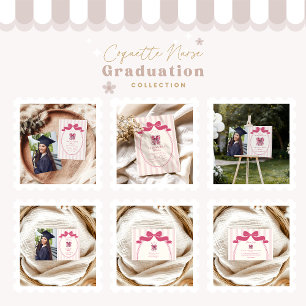 Elegant Bow Coquette Nursing School Graduate Dankeskarte