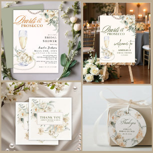 Moderne Perlen und Brautparty der Prosecco Einladung