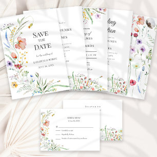 Boho Colorful Wildblume Meadow Wedding Einladung