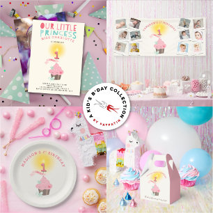 Miss Pink Cupcake 12 Foto Girl 1. Geburtstag Party Banner