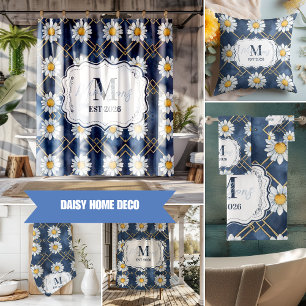 Marineblaue Gingham-Monogramm-Dekoration Kissen