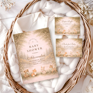 Vintage-Wald-Waldtiere-Baby-Party Einladung