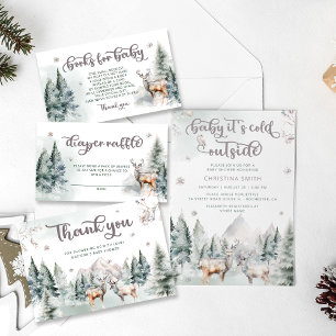 Waldtiere Hirsche Winterkarten und Geschenke Poster