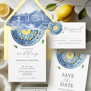 RSVP Karten mit Essensauswahl Lemon Amalfi Tile
