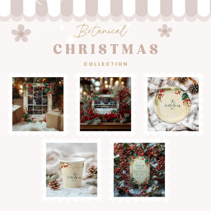 Classic Holly Berry Christmas Party Geschenkanhänger