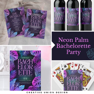 Neon Palm Tropical Junggeselinnen-Abschied Spielkarten