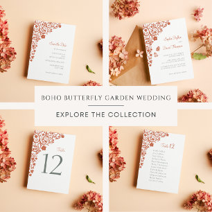 Floral Butterfly Garden Terracotta Boho Wedding Save The Date