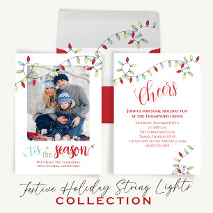 Weihnachten Beifall Farbige String Lights QR Code Einladung