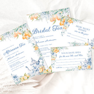 Blue Floral Citrus Thema Wie viele Kisses Game Begleitkarte