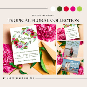 Invitation Hibiscus de l'île florale tropicale Mariage photo