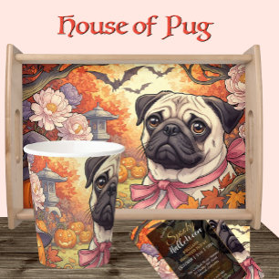 Haus des Mops Hund & Halloween, Herbst, Art Nuovo Kaffeetasse