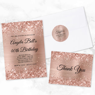 Serviette En Papier Glittery Light Rose Gold Foil 40e anniversaire