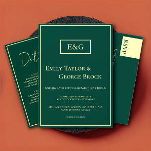 Elegante, einfache grüne Gold Moderne Hochzeitsdet Begleitkarte