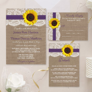 Invitation Collection de Mariages de tournesol rustique - vio