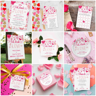 "Essen, Trinken und Liebe" Valentinstag Brautparty Pappteller