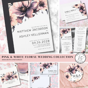 Invitation Chic Elegant Aquarelle rose Mariage
