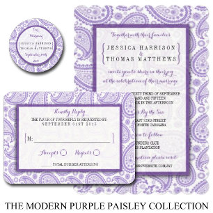 Die moderne Paisley Wedding Collection - Lila Einladung